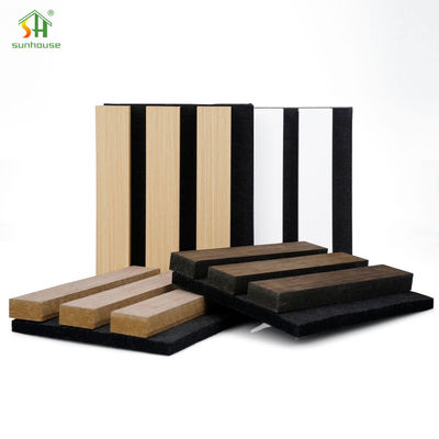 좋은 가격 목재 슬레이트 어쿠스틱 패널 20mm 25mm 어쿠스틱 사운드 벽 패널 4x8ft 온라인으로