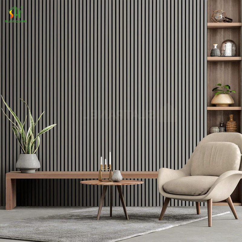 Acoustic Wood Panel Wall 1220x2440mm Black MDF Polyester Fiber